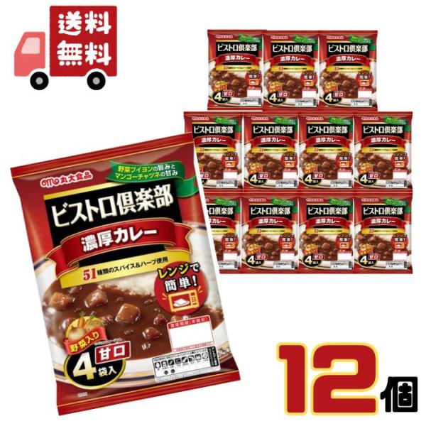 【ケース販売】 ビストロ倶楽部 濃厚カレー 甘口 170g×4袋入×12個 丸大食品 送料無料