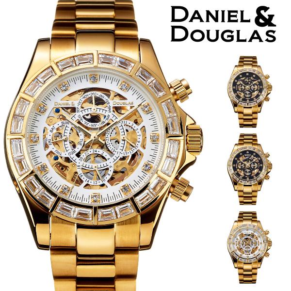 ダニエルアンドダグラス 腕時計 メンズ 機械式 自動巻 オートマチック ブランド ゴールド ブラック...