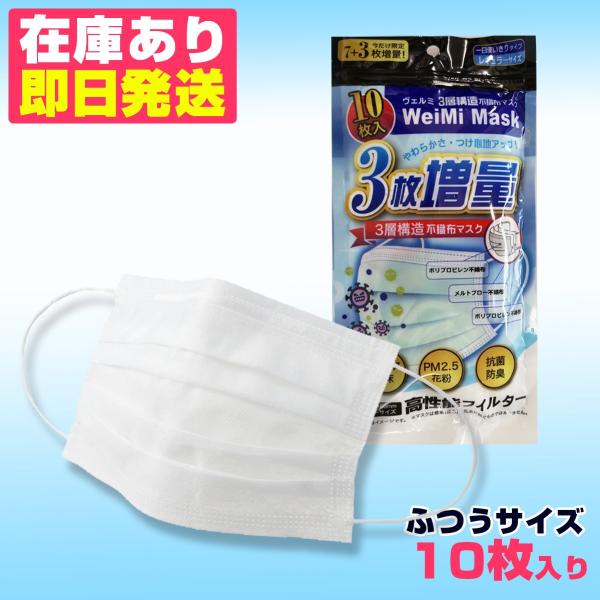 【在庫あり・即日発送】マスク 10枚入り 高性能フィルターマスク メール便発送 サージカルマスク 使...