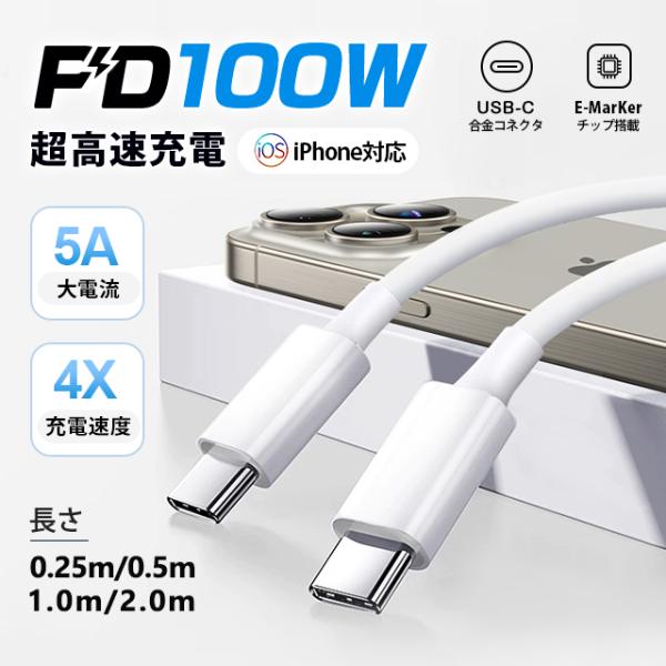 USB-C/Type-C to Type-C 充電ケーブル 0.25M/0.5M/1M/2M【PD対...