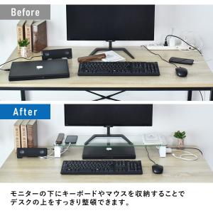 モニター台 モニタースタンド 机上ラック ガラ...の詳細画像5