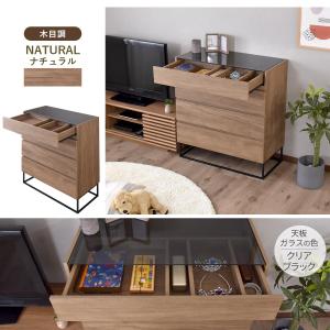 チェスト タンス ガラス天板 ローチェスト 北...の詳細画像4