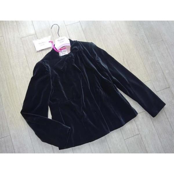 ABITO-05 ベロア素材 リボンカラージャケット 黒 MaxMara Shine