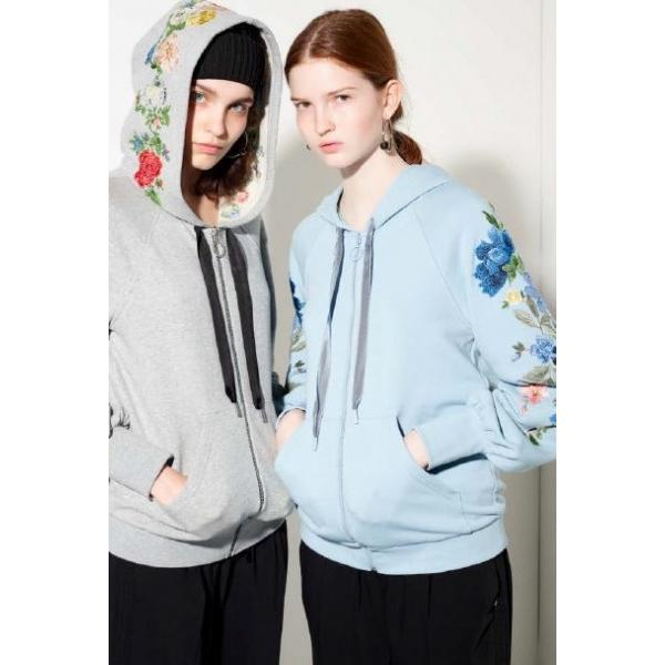 ROLF-01 ゆったりサイズ 花刺繍 スエット素材パーカー グレー SPORTMAX CODE