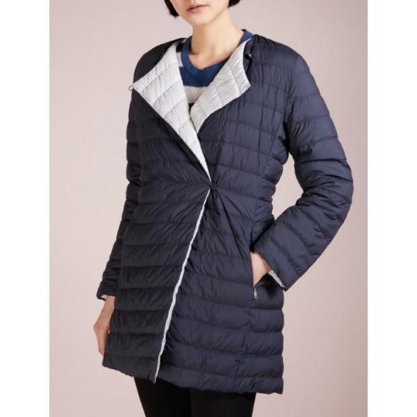 ABAVO-06 リヴァーシブル薄手春ダウンコート 紺/グレージュ MaxMara WEEKEND