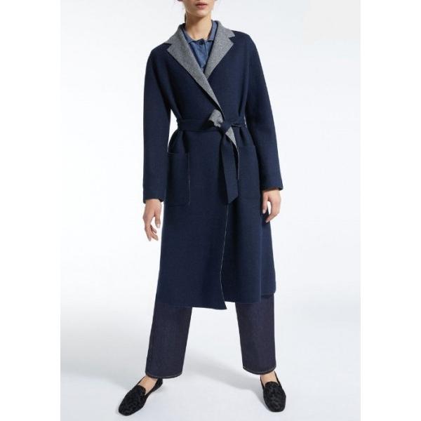 SAVERIA ダブルフェイス ジャージ素材 ガウンタイプコート 濃紺/グレー MaxMara WE...