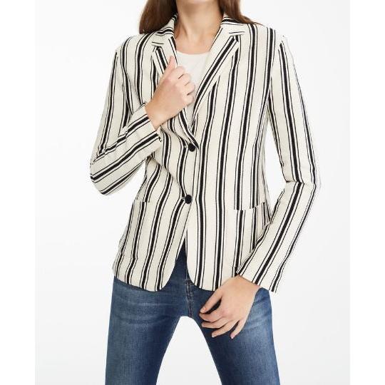 PERAK ジャージ素材 ストライプデザイン テーラードジャケット 黒/白 MaxMara WEEK...