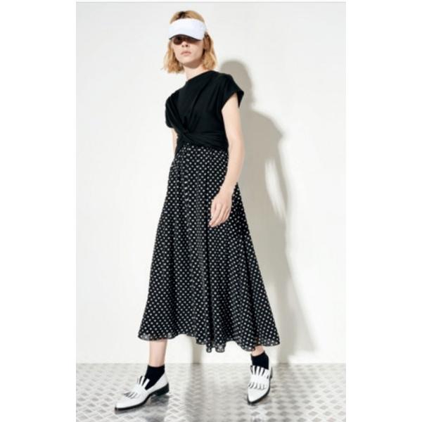 BOEMIA  異素材コンビ フレンチスリーブ デザインワンピース 黒 SPORTMAX CODE