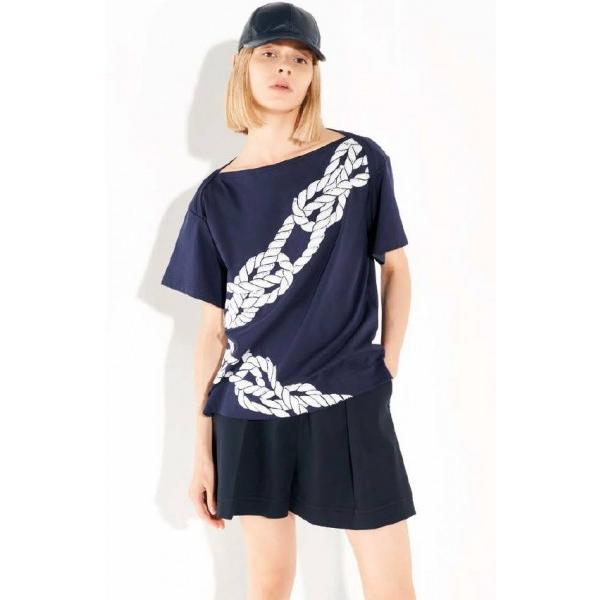 CIRILLA  ビーズデザイン 半袖カットソー 濃紺 SPORTMAX CODE