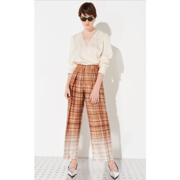 LAMPO シルク混 Vネック打ち合わせブラウス ライトベージュ SPORTMAX CODE