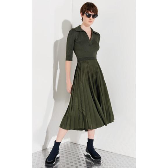 VINCI  ニットコンビ プリーツスカートワンピース オリーブグリーン SPORTMAX CODE