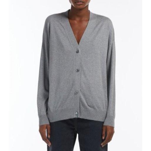 BEVANDA-17  シルクコットン Vネックカーディガン グレー MaxMara WEEKEND