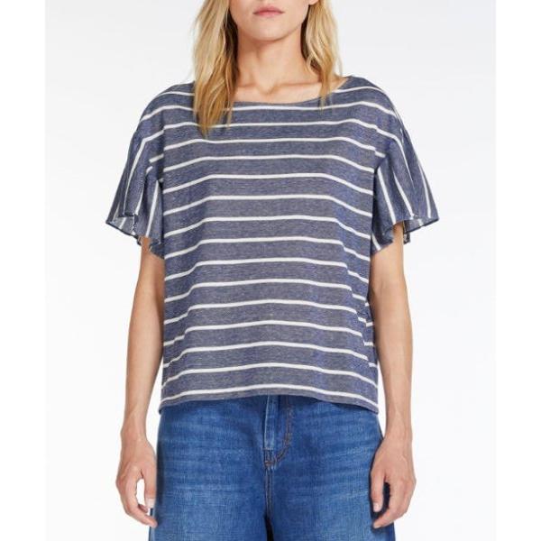 PAVIA フレアスリーブ ボーダー半袖カットソー 白/紺 MaxMara WEEKEND