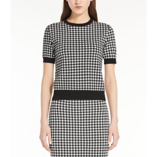 EPOCA クルーネック ジャガードパターン 半袖ニット 黒/白 MaxMara STUDIO