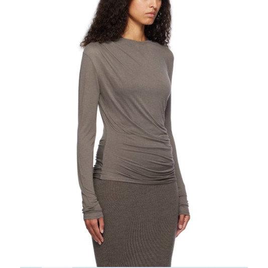 ONORATA-01 ギャザーデザイン ボートネックカットソー ナッツブラウン MaxMara LE...