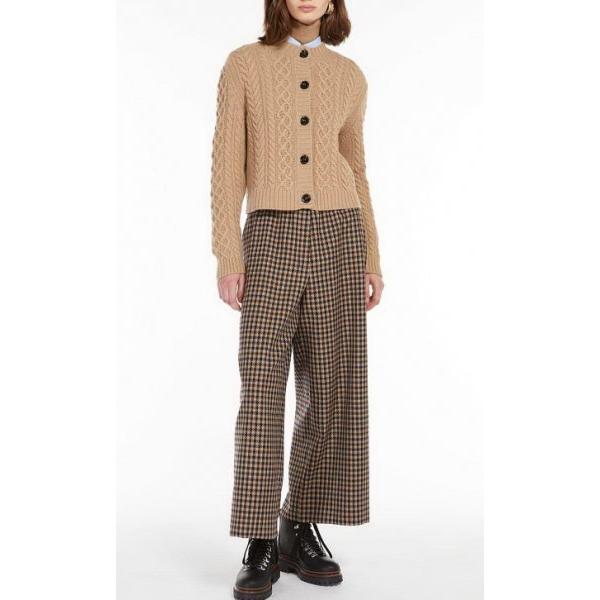 AFOSI-05  ケーブルニット ボタン留めカーディガン キャメル MaxMara WEEKEND
