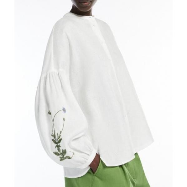ILEX  麻素材 マンダリンカラー シャツブラウス 白 MaxMara WEEKEND