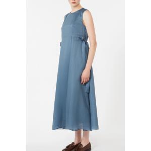 AQUILE  ラミー素材 フレアスカート ロングワンピース スカイブルー 'S MaxMara