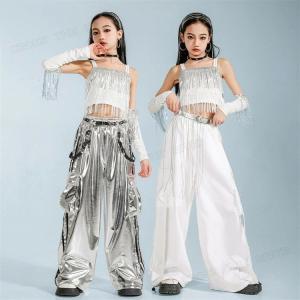 ダンス衣装 シルバー キッズ へそ出し トップ...の詳細画像3