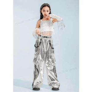 ダンス衣装 シルバー キッズ へそ出し トップ...の詳細画像4