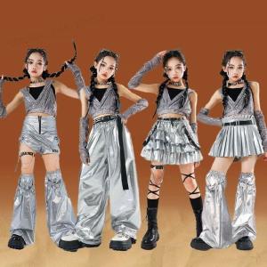 ダンス 衣装 キラキラ キッズ シルバー へそ...の詳細画像1