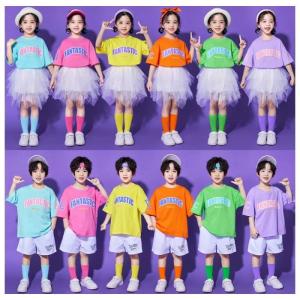 ダンス衣装 キッズ Tシャツ ブルー ピンク ...の詳細画像1