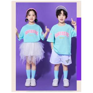 ダンス衣装 キッズ Tシャツ ブルー ピンク ...の詳細画像2