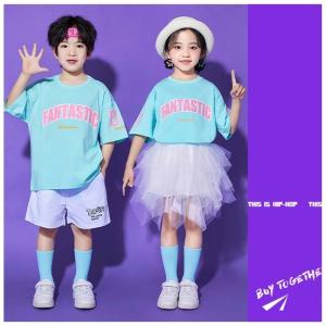 ダンス衣装 キッズ Tシャツ ブルー ピンク ...の詳細画像3