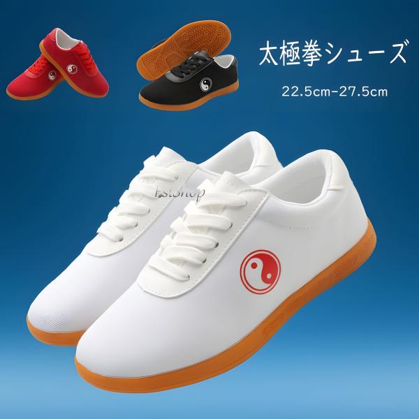 太極拳シューズ スニーカー 黒 白 赤カンフーシューズ武術シューズ レディース メンズ ジュニア 女...