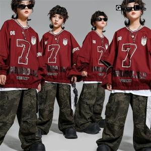 キッズ ダンス衣装 グリーン レッド トップス...の詳細画像2