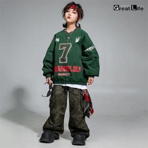 キッズ ダンス衣装 グリーン レッド トップス...の詳細画像5