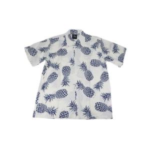 KONA BAY HAWAII コナベイハワイ S/S アロハシャツ 「パイナップル」ホワイト/ブルー あすつく｜greatblue