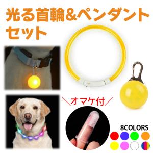 光る首輪 犬用 LED ペンダントセット 調整可能 防水 充電式 オマケ付 夜間 散歩 安全 目立つ 事故防止 小型犬 中型犬 大型犬｜greatful