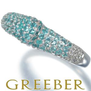 パライバトルマリン 0.55ct ダイヤ ダイヤモンド 0.17ct パヴェ グラデーション リング K18WG  指輪  GENJ｜greeber01