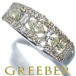 イエロー&amp;ブラウン&amp;クリア ダイヤリング ダイヤモンド 1.00ct 3種カット リング Pt900  指輪  GENJ