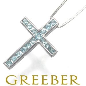 クロス パライバトルマリン 0.37ct ネックレス K18WG ソーティング GENJ 限界値下げ品｜greeber01