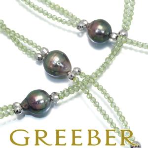 バロックパール 黒蝶真珠 8.8-9.3mm ペリドット ネックレス シルバー925  GENJ｜greeber01