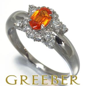 スぺサタイトガーネット 0.57ct ダイヤ 0.27ct  リング Pt900 ソーティング GENJ｜greeber01