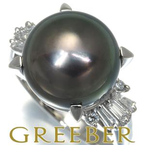 タサキ リング ブラックパール 黒蝶真珠 12.0mm ダイヤ 0.29ct  10.5号 Pt900 BLJ｜greeber01