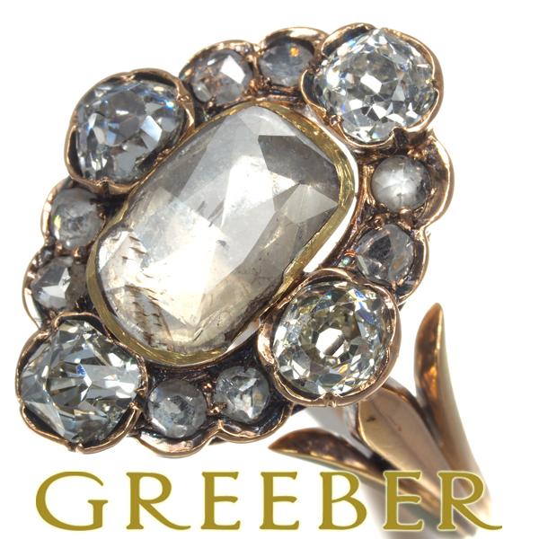 ダイヤ ダイヤモンド ヴィンテージ アンティークカットリング K18YG/PG 指輪 GENJ 限界...