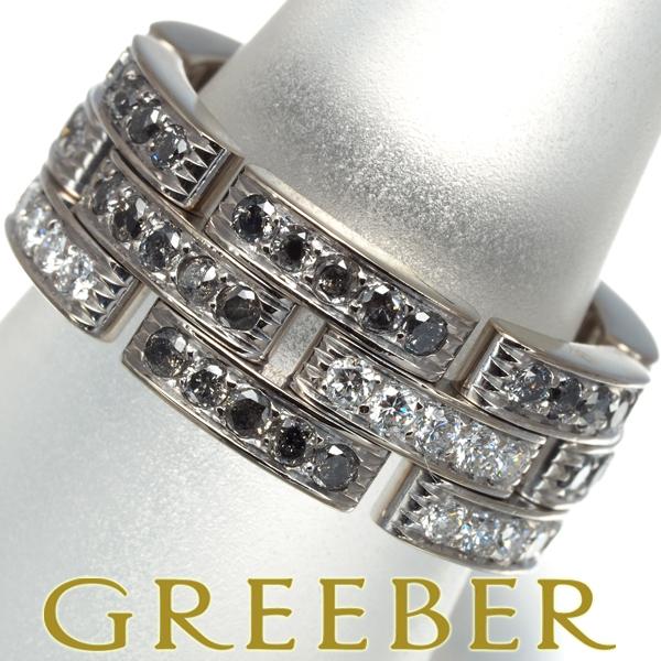 カルティエ リング ブラック＆クリア ダイヤ ダイヤモンド マイヨンパンテール ソバージュ 3ロウ ...