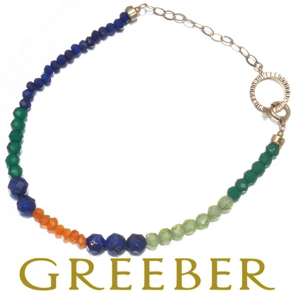 スタージュエリー ブレスレット ラピスラズリ エメラルド ペリドット マルチカラー K10YG/シル...