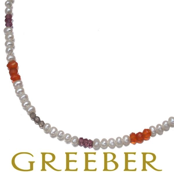 スタージュエリー ネックレス ベビーパール 真珠 マルチカラーストーン K18YG/シルバー 925...