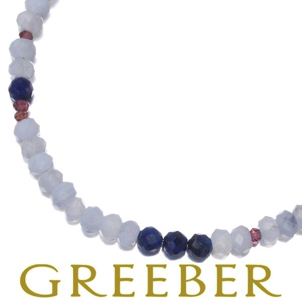 スタージュエリー ネックレス カルセドニー ラピスラズリ ガーネット ロング K10YG/シルバー ...