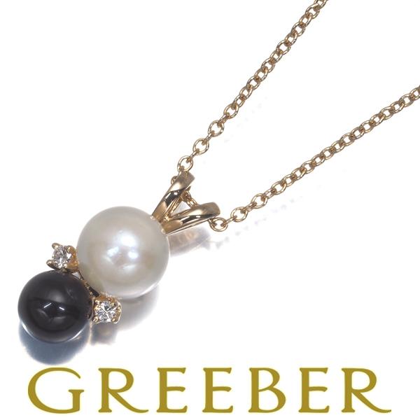 ティファニー ネックレス パール 真珠 6.6mm オニキス ダイヤ ダイヤモンド K14YG BL...