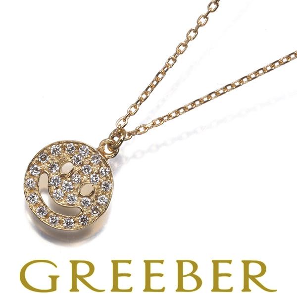 ダイヤ ダイヤモンド 0.09ct スマイル パヴェ リバーシブル ネックレス K18YG GENJ
