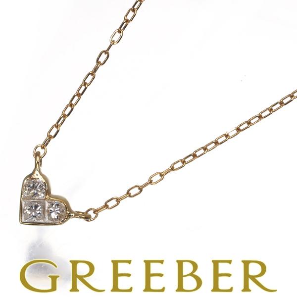 ダイヤ ダイヤモンド 0.10ct ハート ミステリーセッティング ネックレス K18YG GENJ...