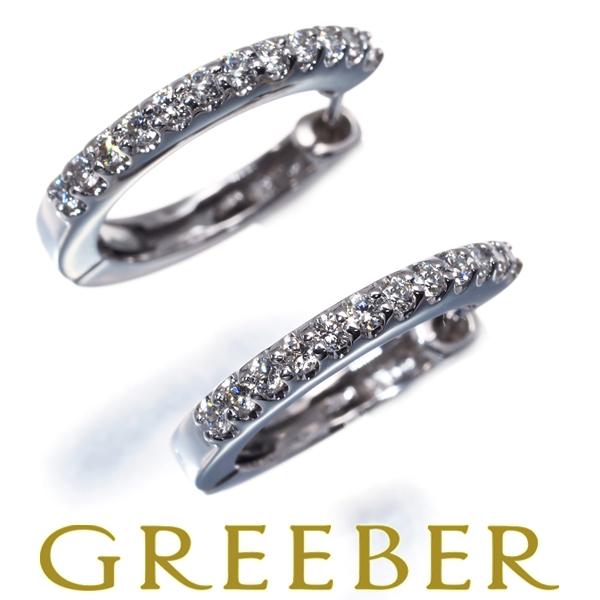 ダイヤ ダイヤモンド 0.15ct/0.15ct フープ ピアス K18WG GENJ