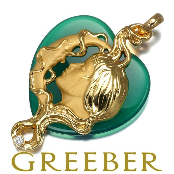 カレライカレラ ペンダントトップ メノウ ダイヤ ダイヤモンド ハート ムーン 艶消し K18YG ...