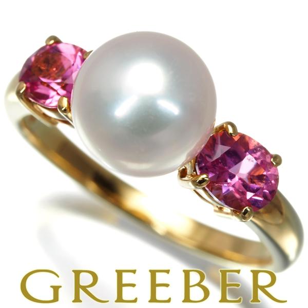 TASAKI タサキ リング パール 真珠 8.2mm ピンクトルマリン 12号 K18YG 指輪 ...